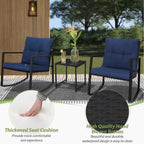 Set da bistrot a dondolo per patio da esterno in metallo nero SUNCROWN da 3 pezzi
