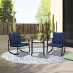 Set da bistrot a dondolo per patio da esterno in metallo nero SUNCROWN da 3 pezzi
