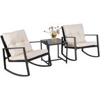 Set da bistrot a dondolo per patio da esterno in metallo nero SUNCROWN da 3 pezzi