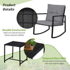 Set da bistrot a dondolo per patio da esterno in metallo nero SUNCROWN da 3 pezzi