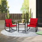 Set da bistrot a dondolo per patio da esterno in metallo nero SUNCROWN da 3 pezzi