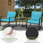 Set da bistrot a dondolo per patio da esterno in metallo nero SUNCROWN da 3 pezzi