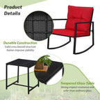 Set da bistrot a dondolo per patio da esterno in metallo nero SUNCROWN da 3 pezzi
