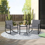 Set da bistrot a dondolo per patio da esterno in metallo nero SUNCROWN da 3 pezzi