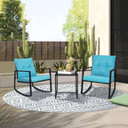 Set da bistrot a dondolo per patio da esterno in metallo nero SUNCROWN da 3 pezzi