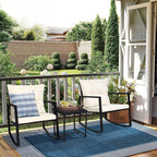 Set da bistrot a dondolo per patio da esterno in metallo nero SUNCROWN da 3 pezzi
