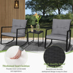 Set da bistrot a dondolo per patio da esterno in metallo nero SUNCROWN da 3 pezzi