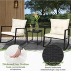Set da bistrot a dondolo per patio da esterno in metallo nero SUNCROWN da 3 pezzi