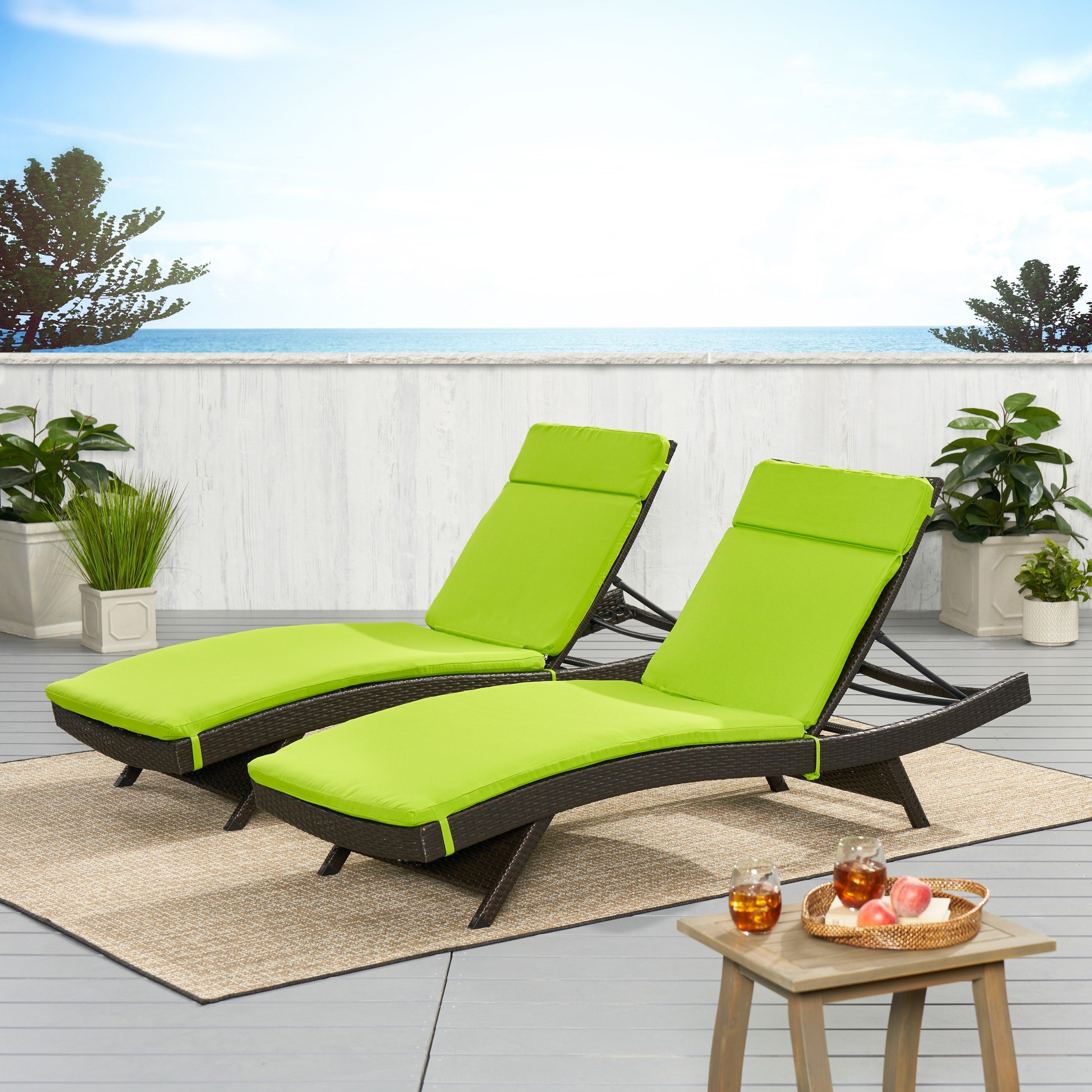 Set di cuscini da esterno Salem per chaise longue - Solo cuscini (set di 2) di Christopher Knight Home - 79,25 L x 27,50 W x 1,50 H