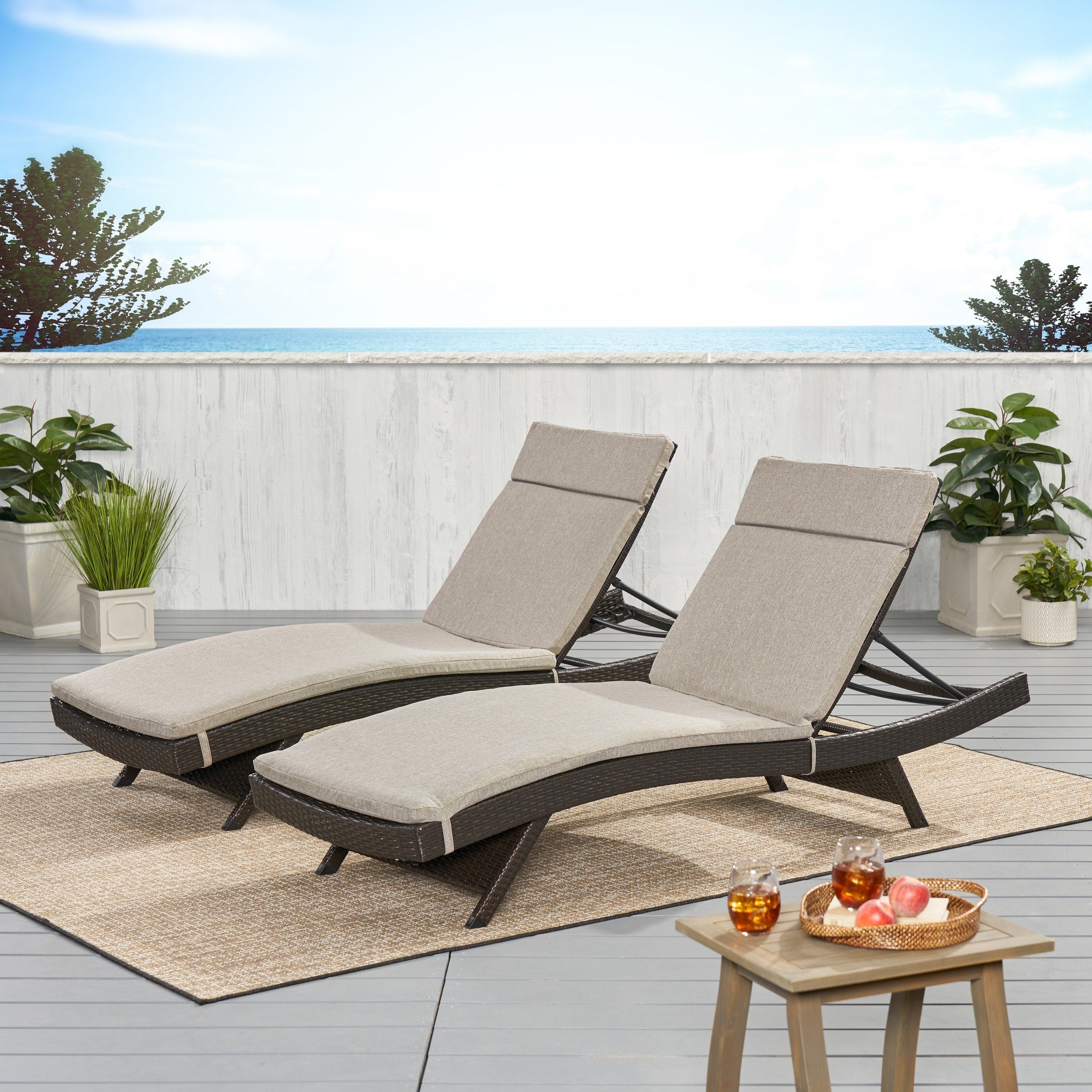 Set di cuscini da esterno Salem per chaise longue - Solo cuscini (set di 2) di Christopher Knight Home - 79,25 L x 27,50 W x 1,50 H