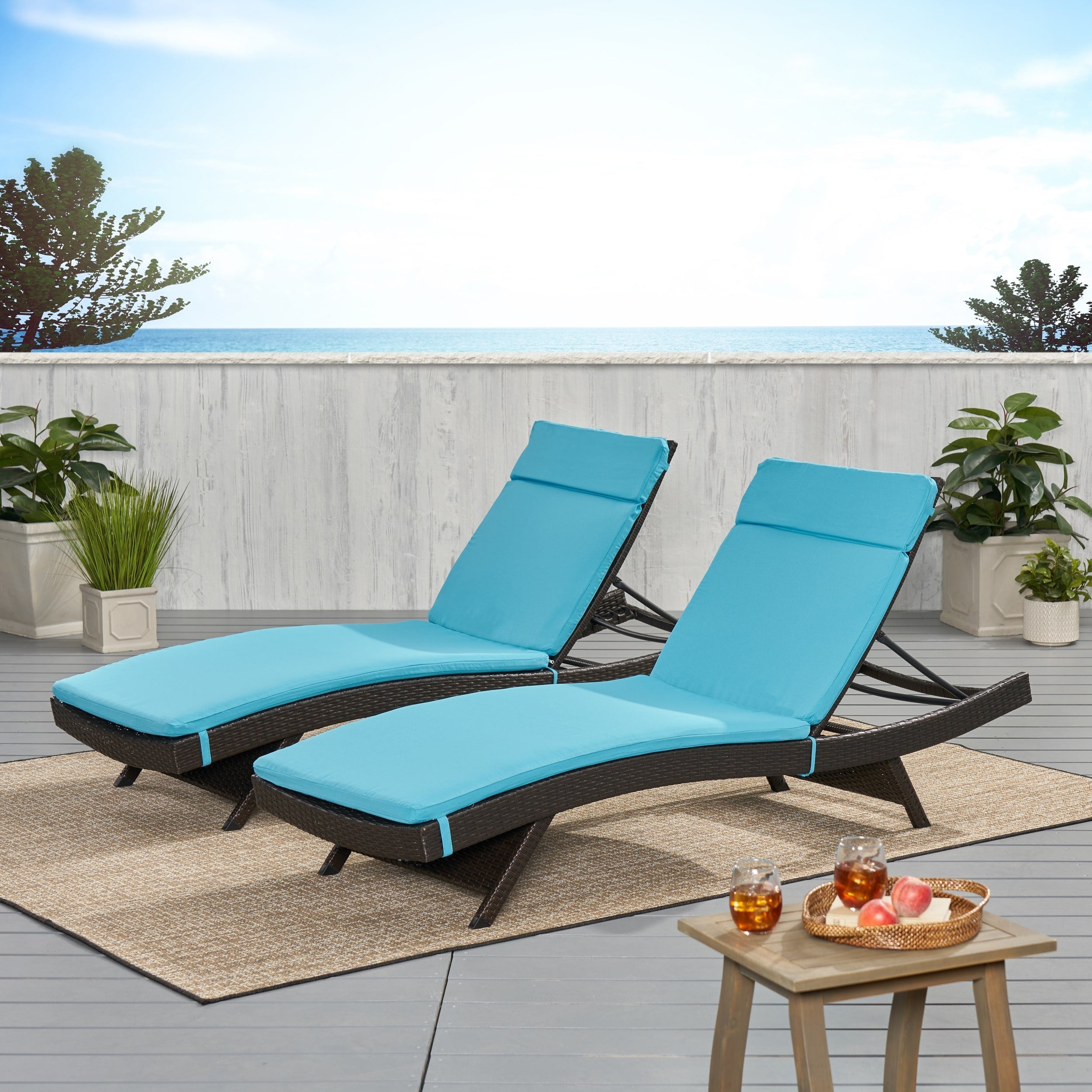 Set di cuscini da esterno Salem per chaise longue - Solo cuscini (set di 2) di Christopher Knight Home - 79,25 L x 27,50 W x 1,50 H