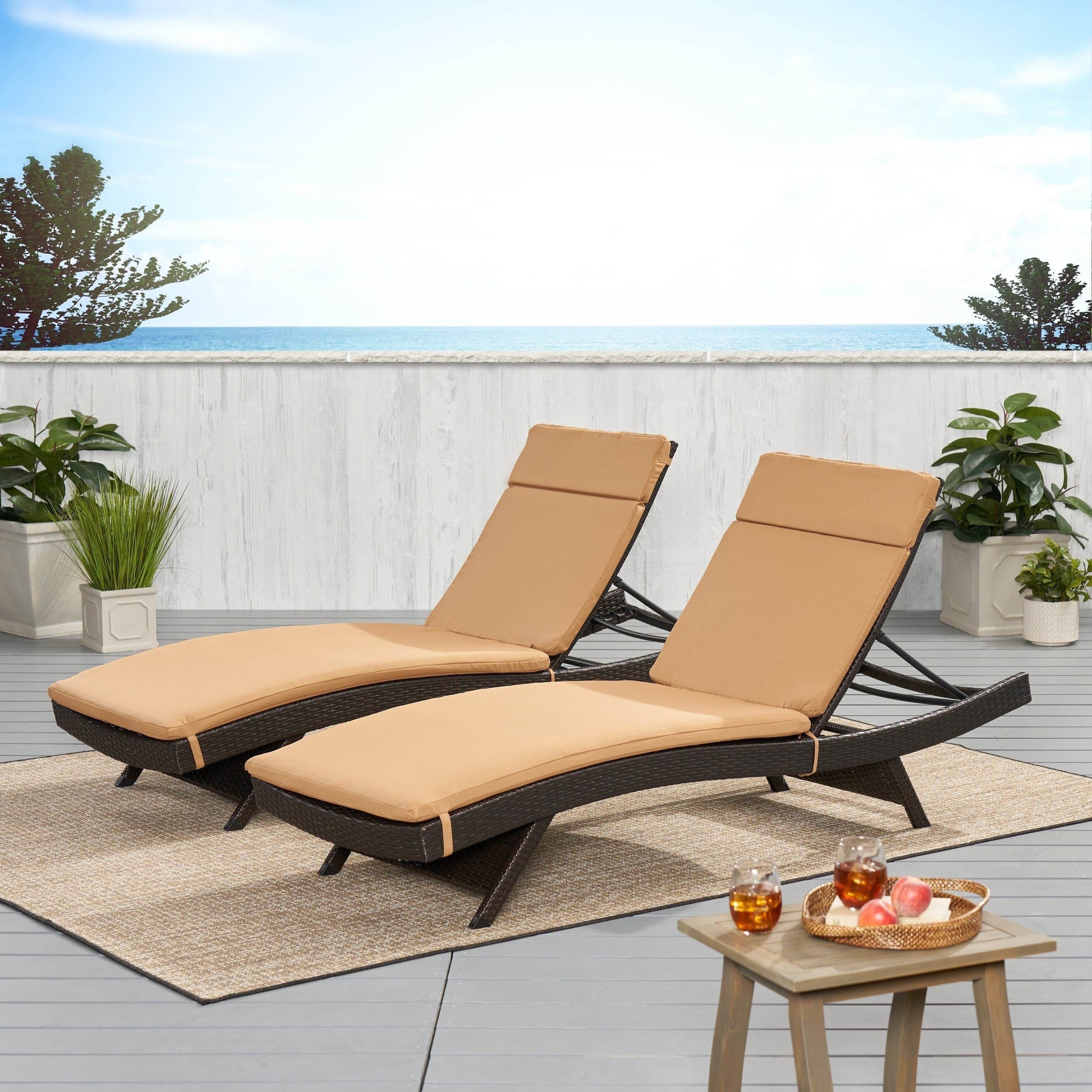 Set di cuscini da esterno Salem per chaise longue - Solo cuscini (set di 2) di Christopher Knight Home - 79,25 L x 27,50 W x 1,50 H
