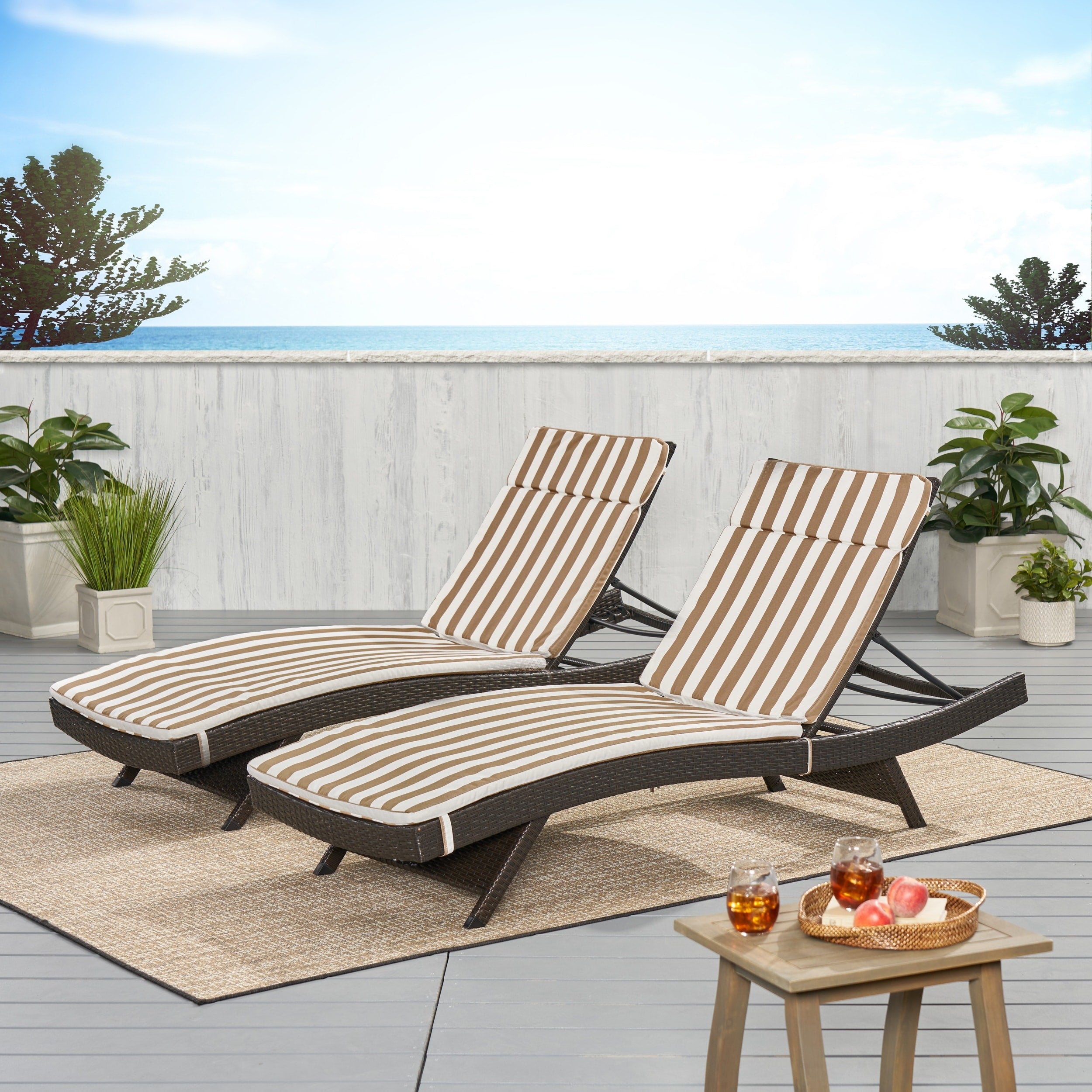 Set di cuscini da esterno Salem per chaise longue - Solo cuscini (set di 2) di Christopher Knight Home - 79,25 L x 27,50 W x 1,50 H