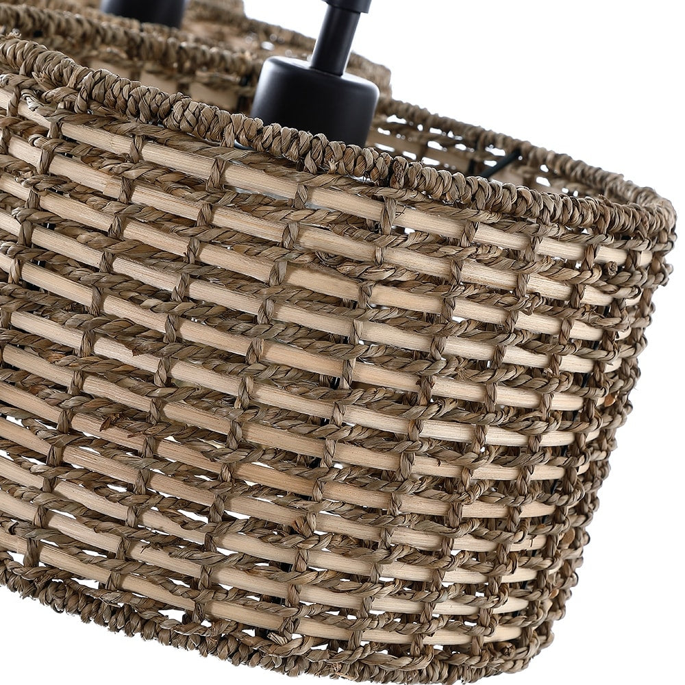 Lampadario lineare da cucina in stile rustico nero Sedgy a 3 luci - 41 W