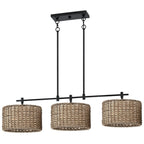 Lampadario lineare da cucina in stile rustico nero Sedgy a 3 luci - 41 W