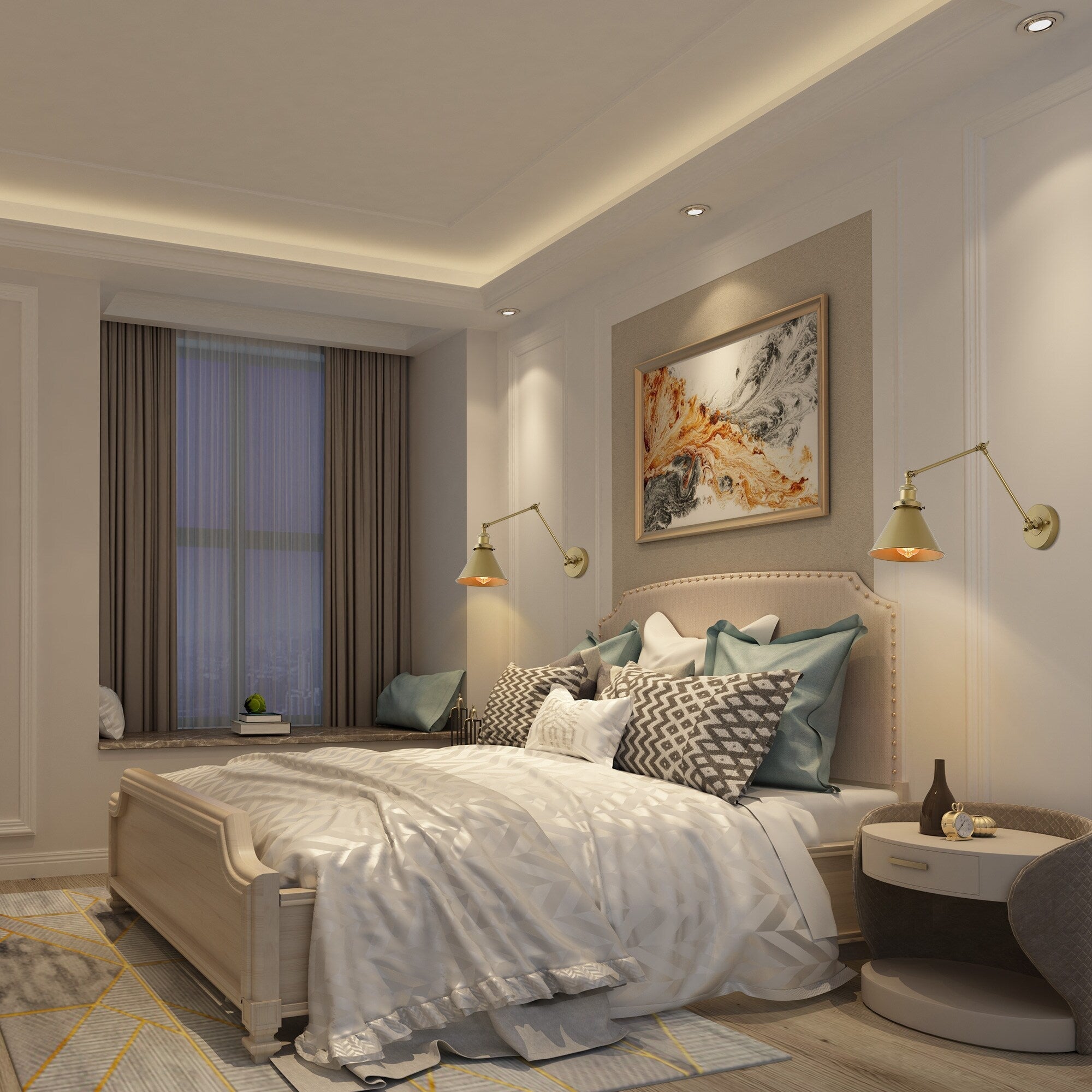 Set di 2 applique da parete moderne con braccio oscillante, regolabili e cablate