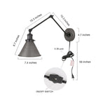 Malryn Set di 2 moderne luci a braccio oscillante regolabili Applique da parete con spina/cablaggio