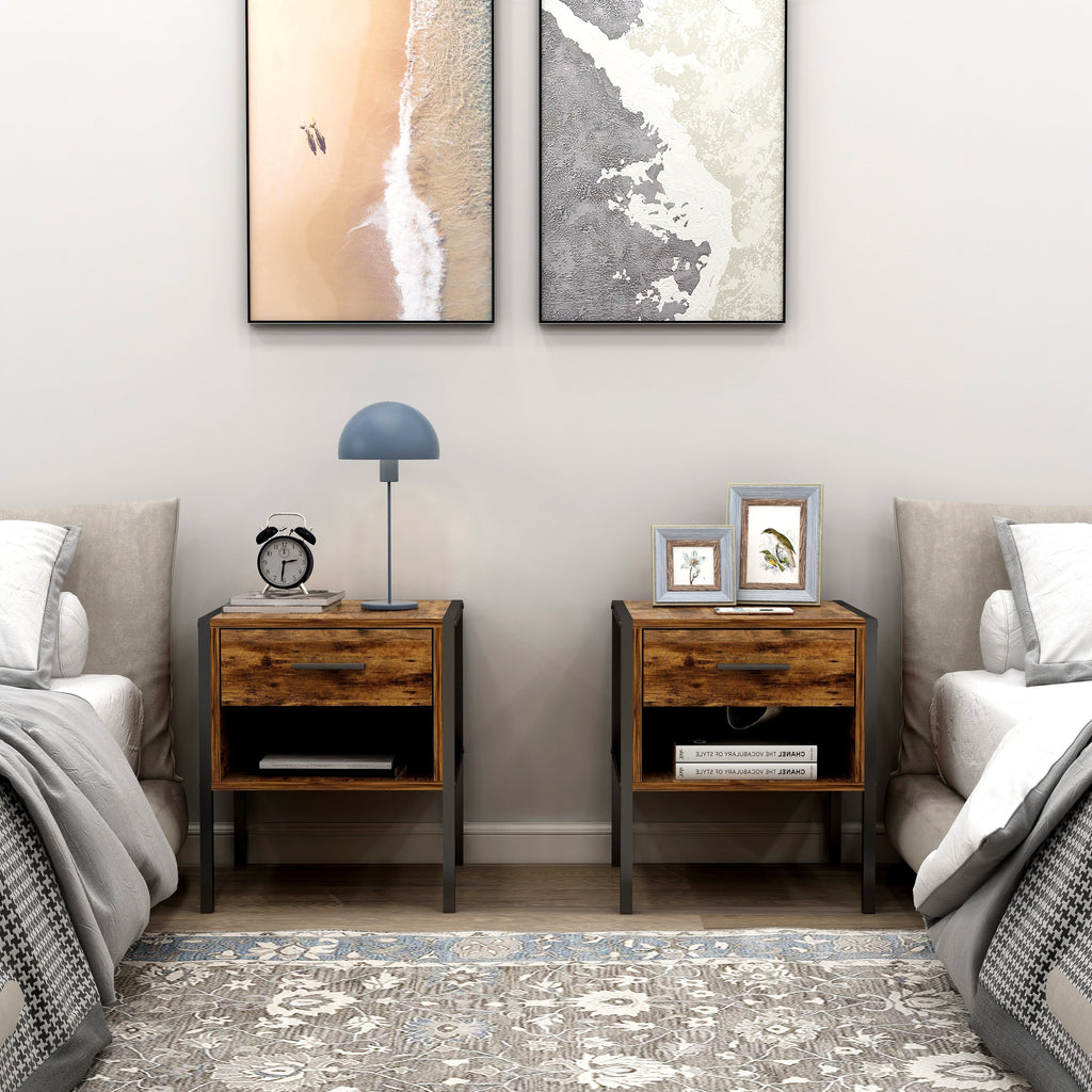Comodino in stile industriale (set di 2)