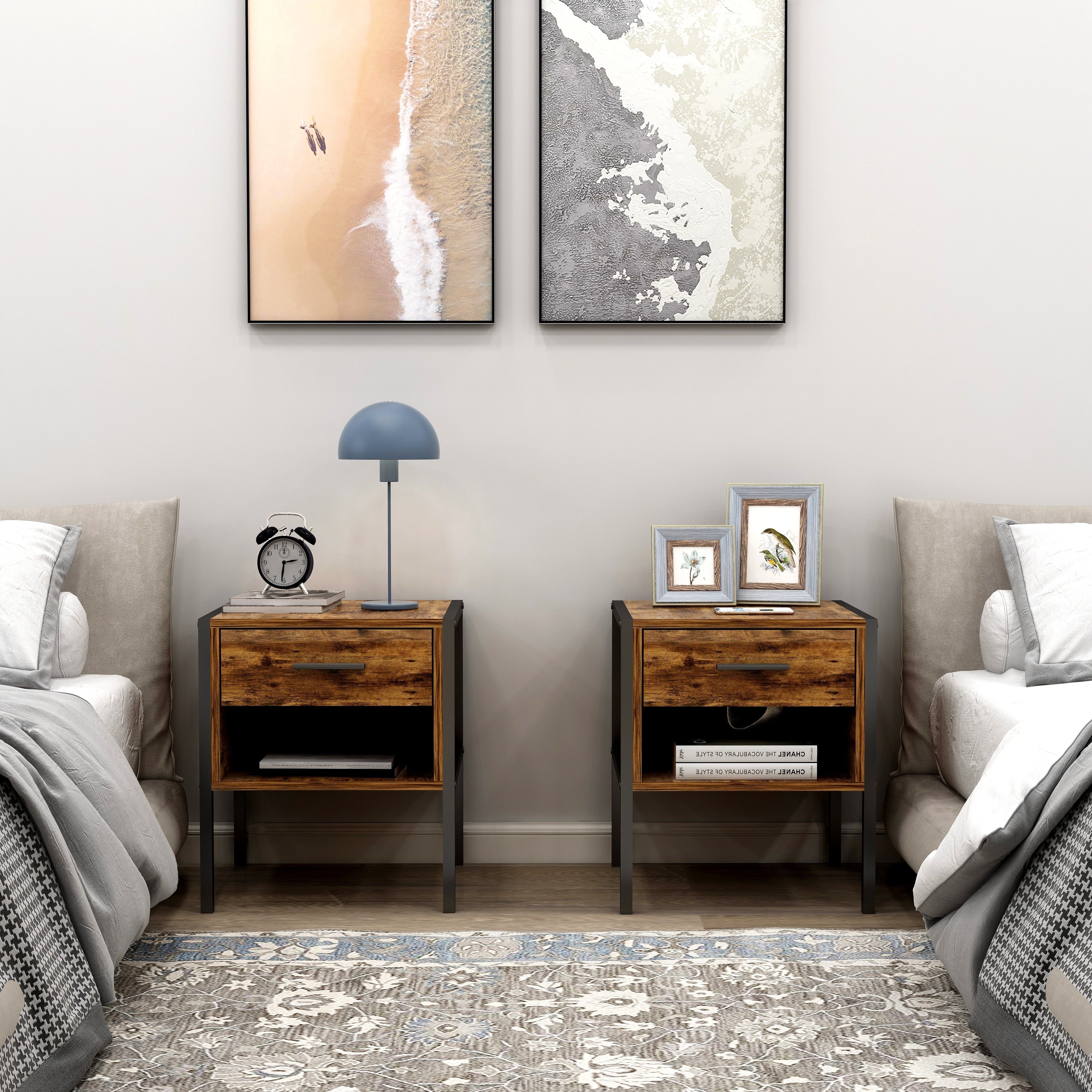 Comodino in stile industriale (set di 2)