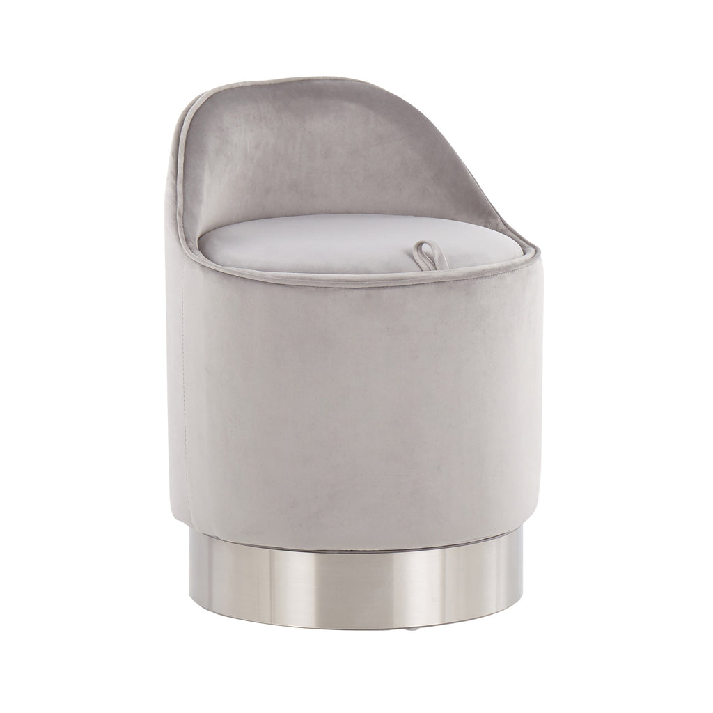 Sgabello girevole in velluto Silver Orchid Corday
