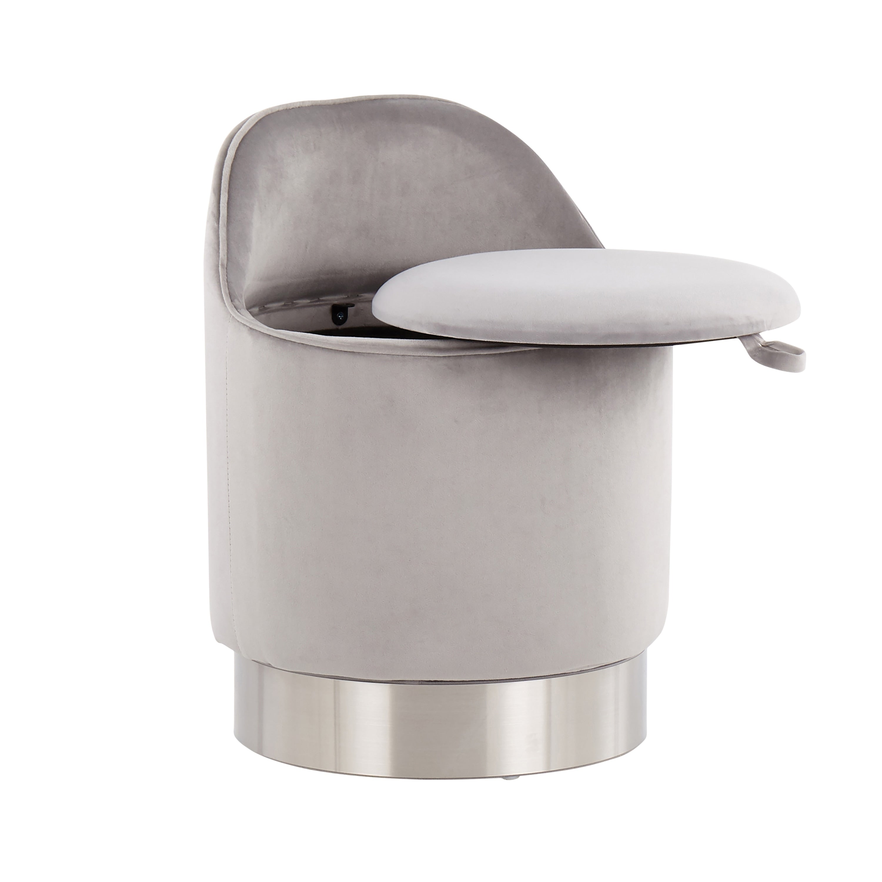 Sgabello girevole in velluto Silver Orchid Corday