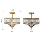 Lampada da soffitto semi-incassata in vetro a più livelli Silver Orchid Furey bronzo/oro - 14,75 L x 14,75 W x 15,25 H