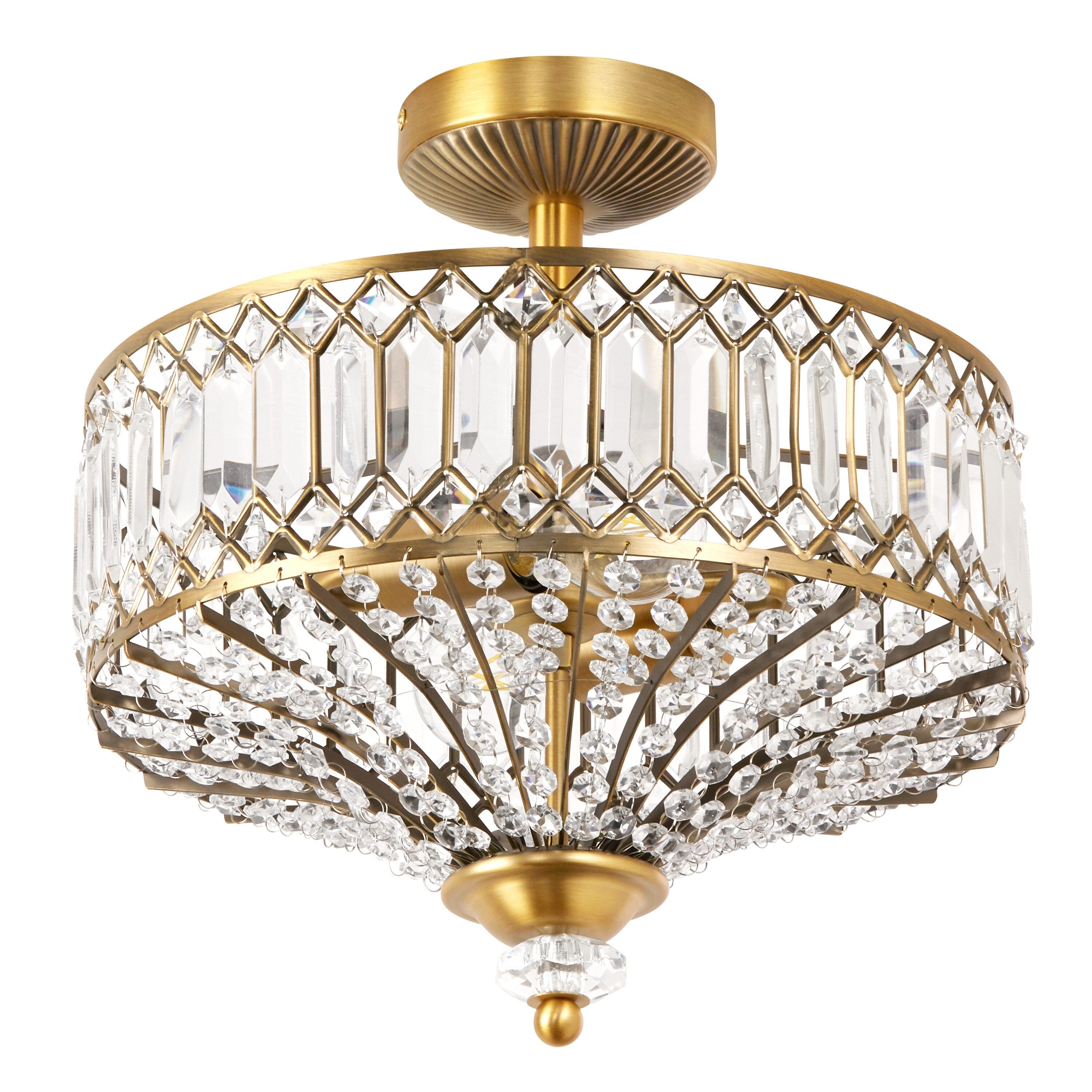 Lampada da soffitto semi-incassata in vetro a più livelli Silver Orchid Furey bronzo/oro - 14,75 L x 14,75 W x 15,25 H