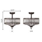Lampada da soffitto semi-incassata in vetro a più livelli Silver Orchid Furey bronzo/oro - 14,75 L x 14,75 W x 15,25 H
