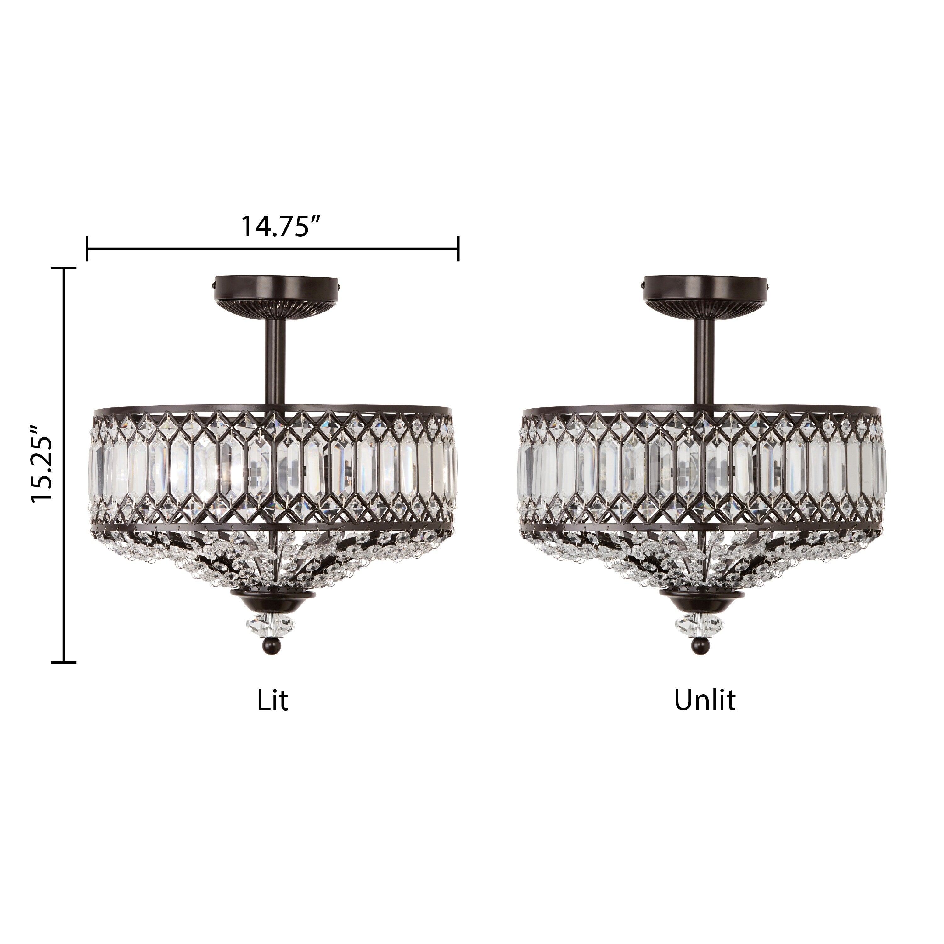 Lampada da soffitto semi-incassata in vetro a più livelli Silver Orchid Furey bronzo/oro - 14,75 L x 14,75 W x 15,25 H
