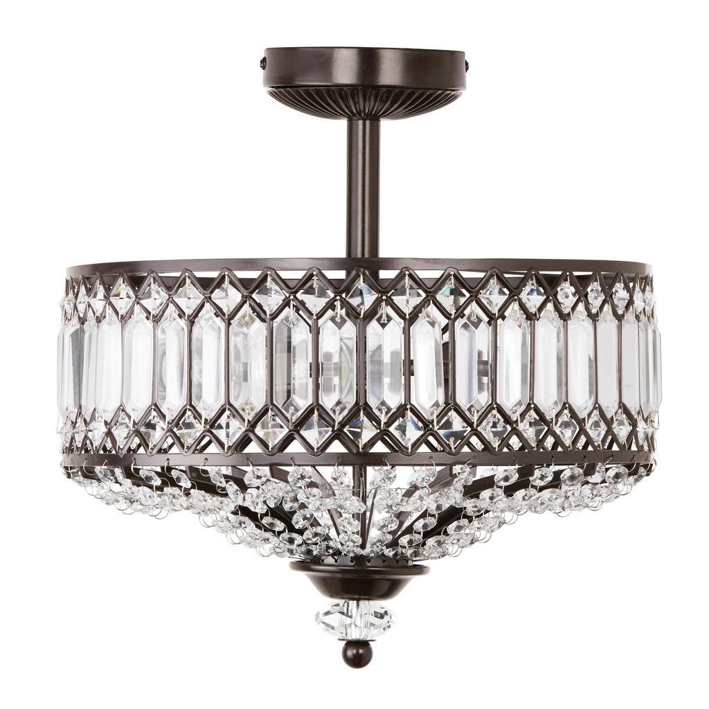 Lampada da soffitto semi-incassata in vetro a più livelli Silver Orchid Furey bronzo/oro - 14,75 L x 14,75 W x 15,25 H