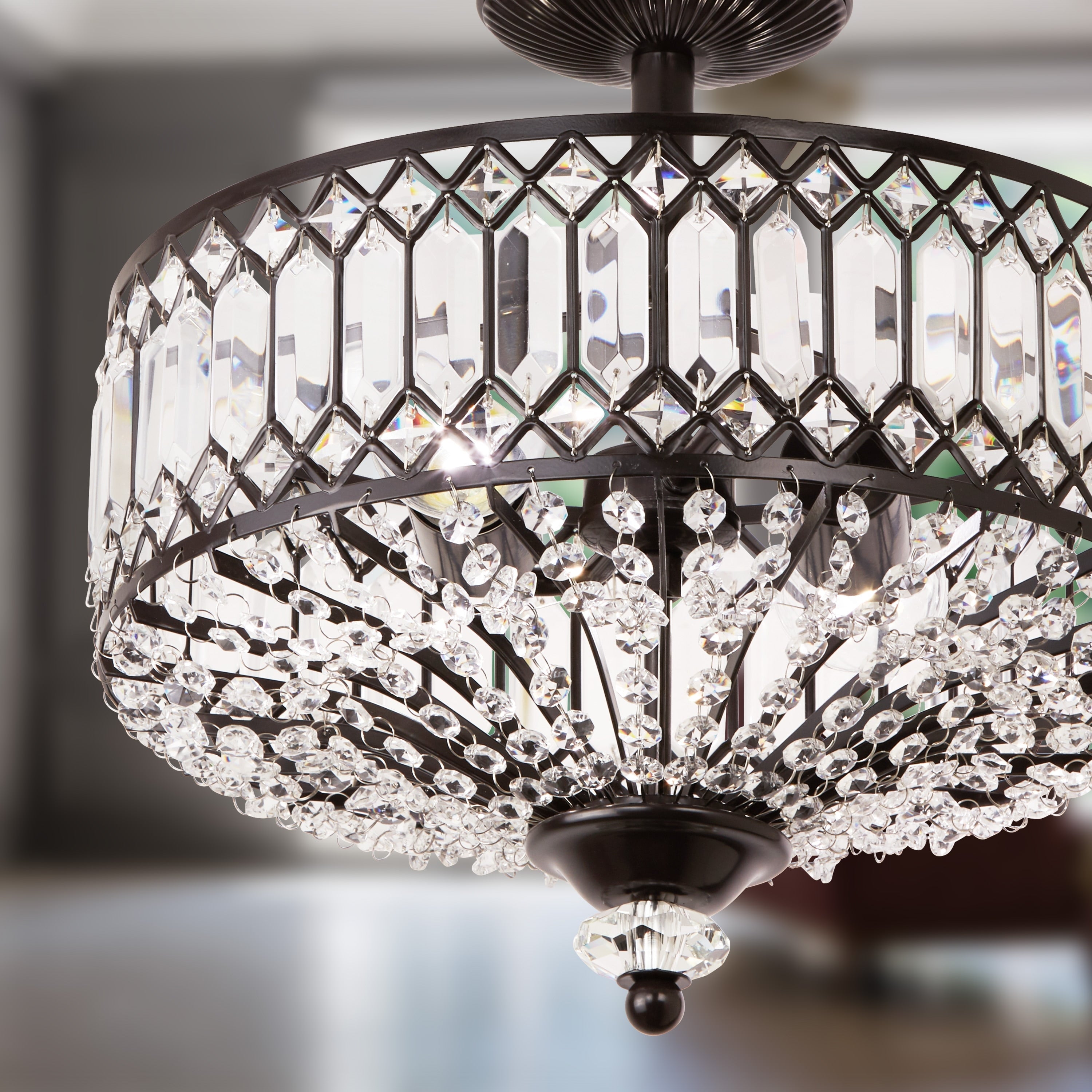 Lampada da soffitto semi-incassata in vetro a più livelli Silver Orchid Furey bronzo/oro - 14,75 L x 14,75 W x 15,25 H
