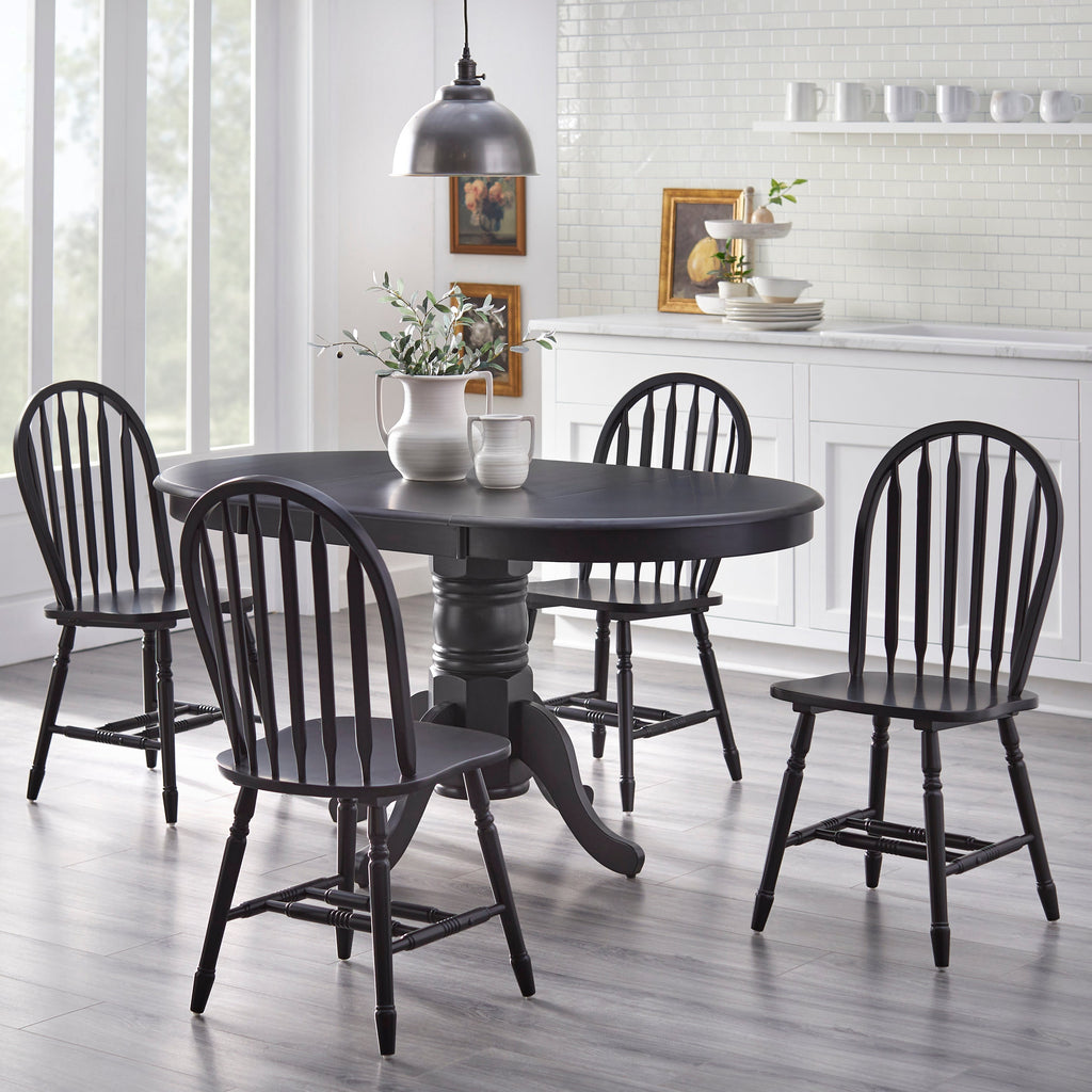 Simple Living Carolina Set da pranzo in legno massello da 5 pezzi in stile fattoria con foglia
