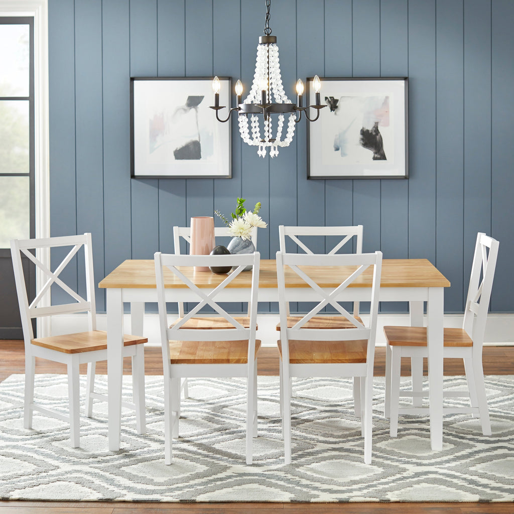 Set da pranzo Simple Living Crossback bianco/naturale da 7 pezzi