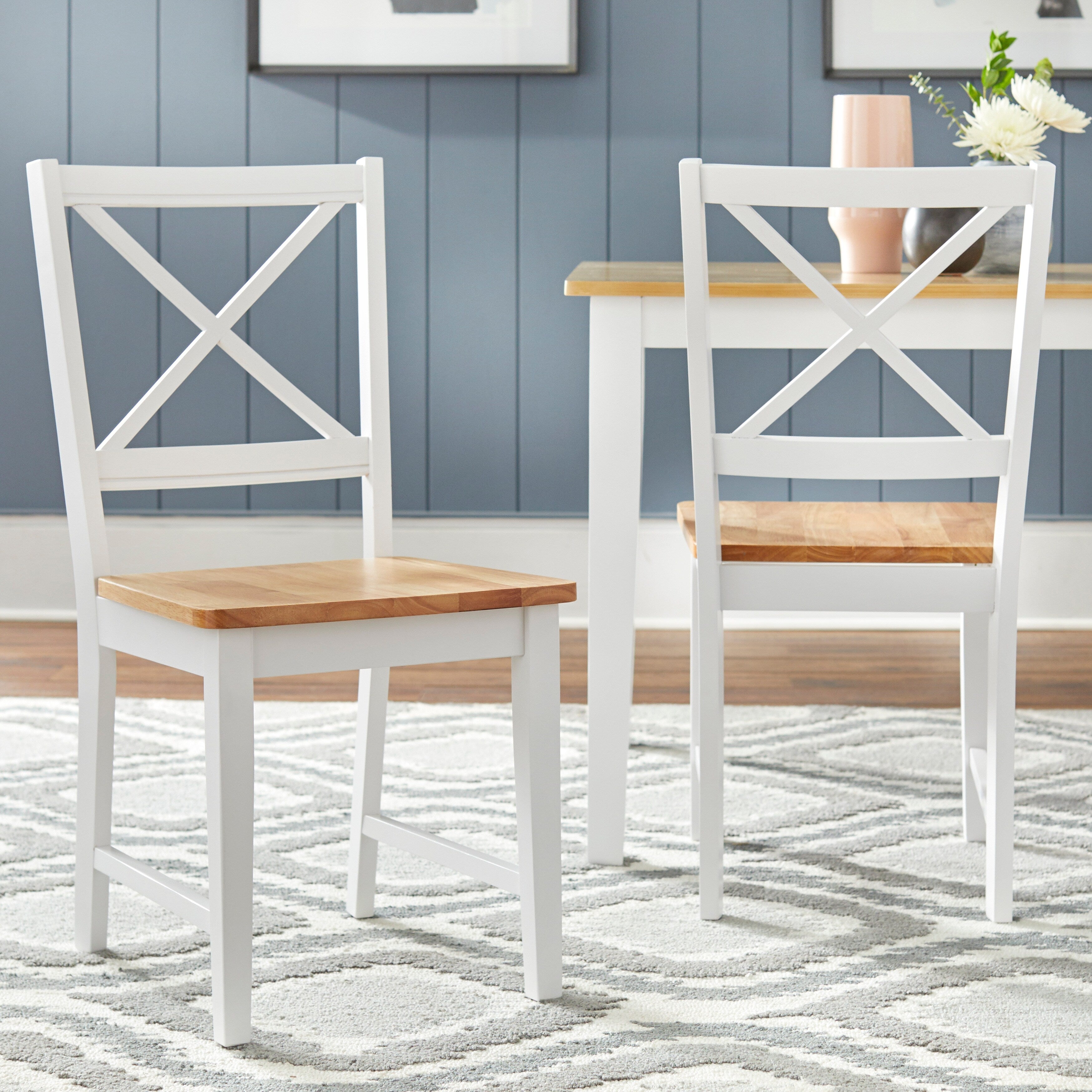 Set da pranzo Simple Living Crossback bianco/naturale da 7 pezzi