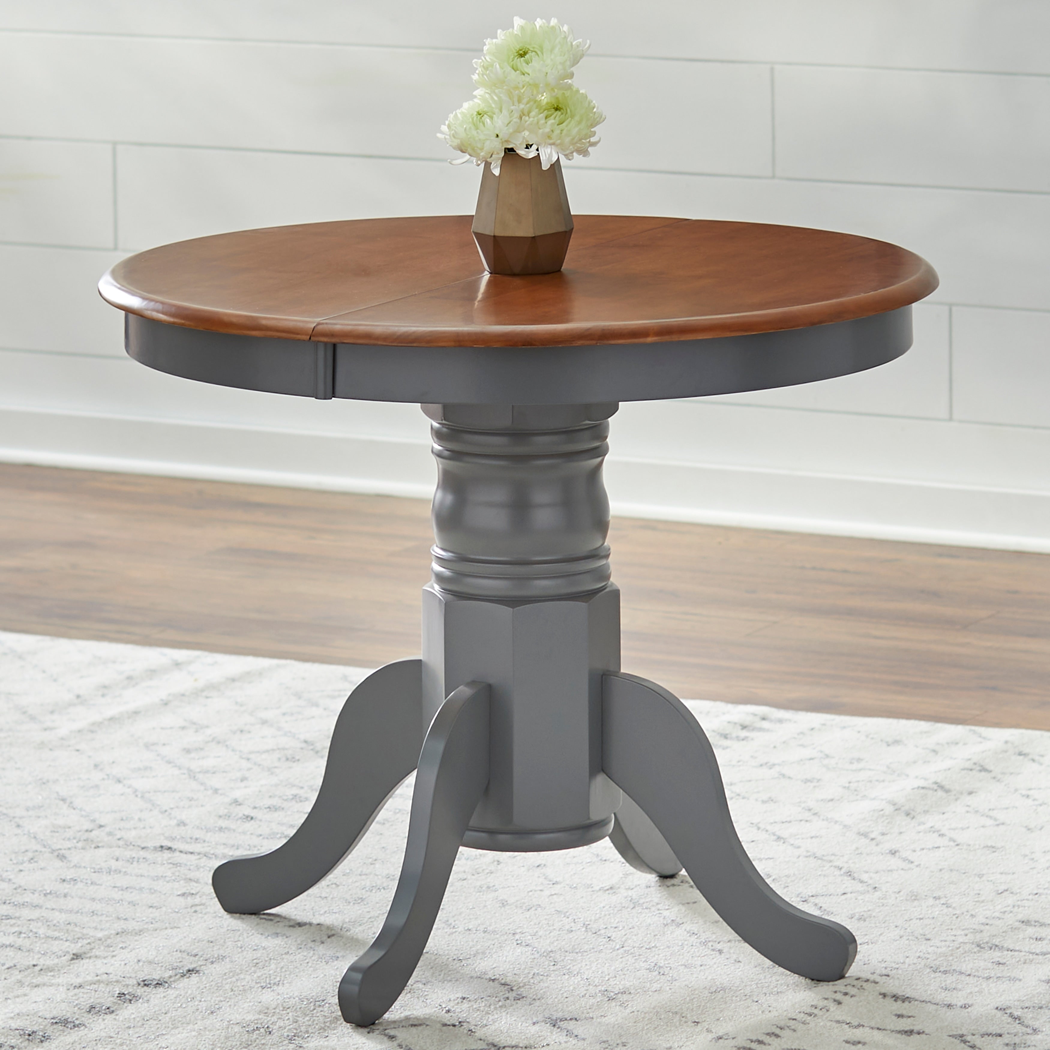 Simple Living Carolina Set da pranzo in legno massello da 5 pezzi in stile fattoria con foglia