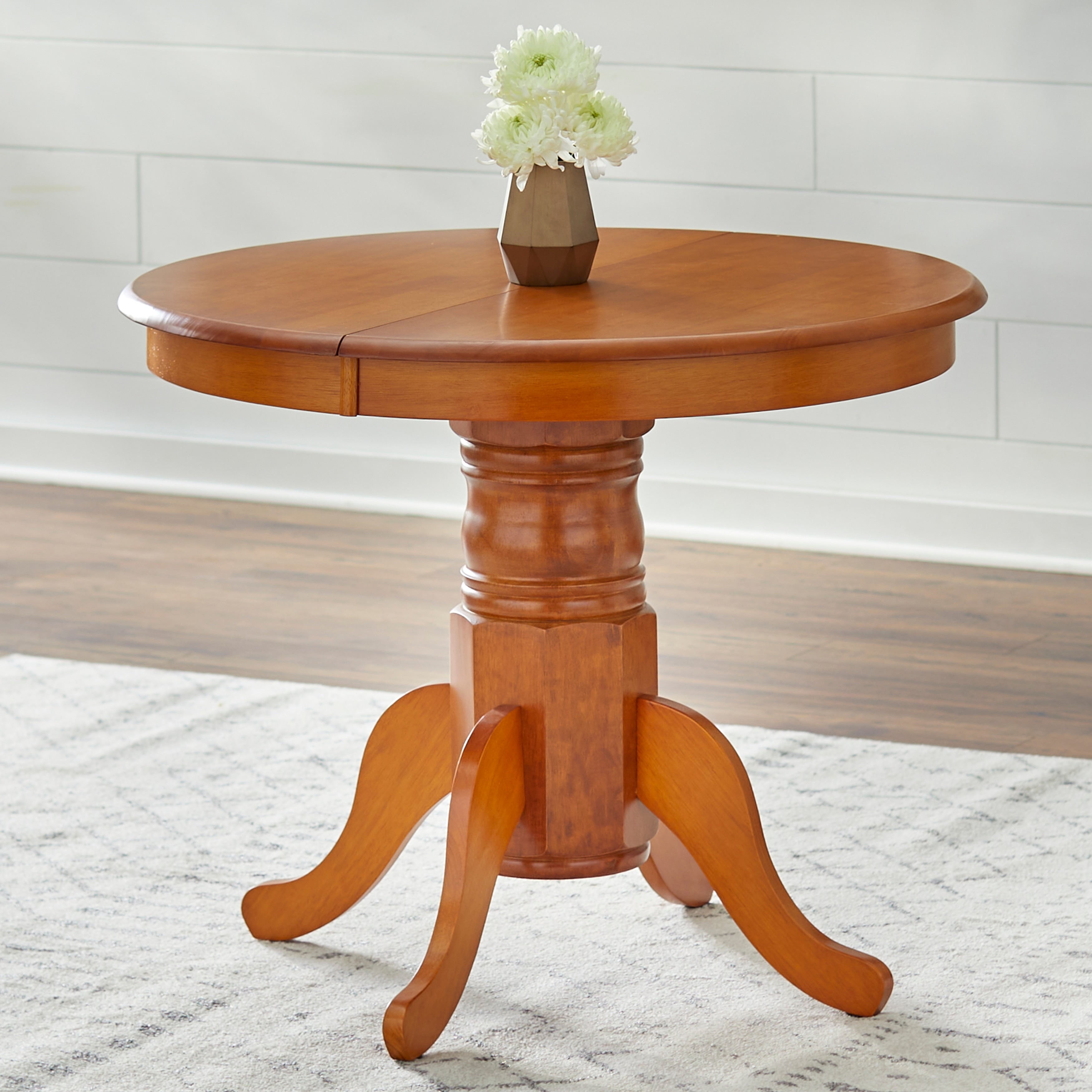 Simple Living Carolina Set da pranzo in legno massello da 5 pezzi in stile fattoria con foglia