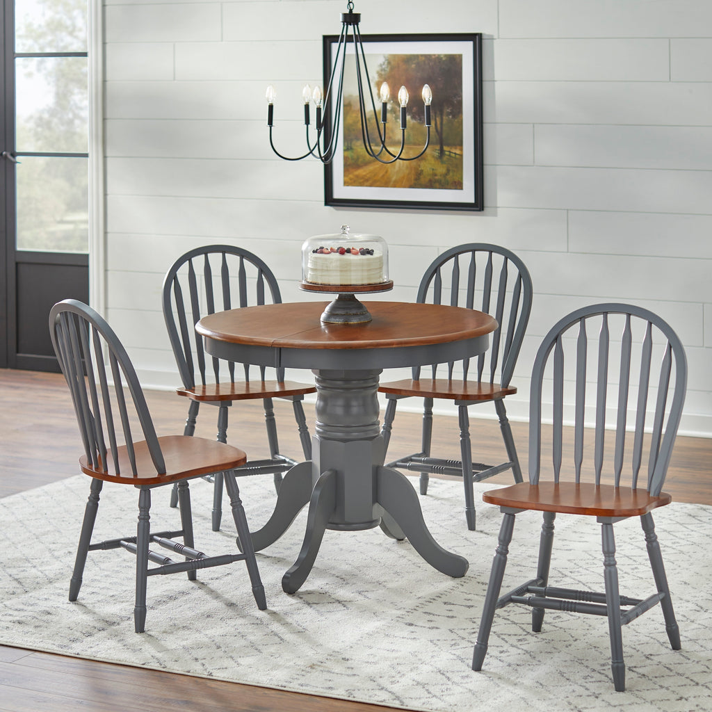 Simple Living Carolina Set da pranzo in legno massello da 5 pezzi in stile fattoria con foglia