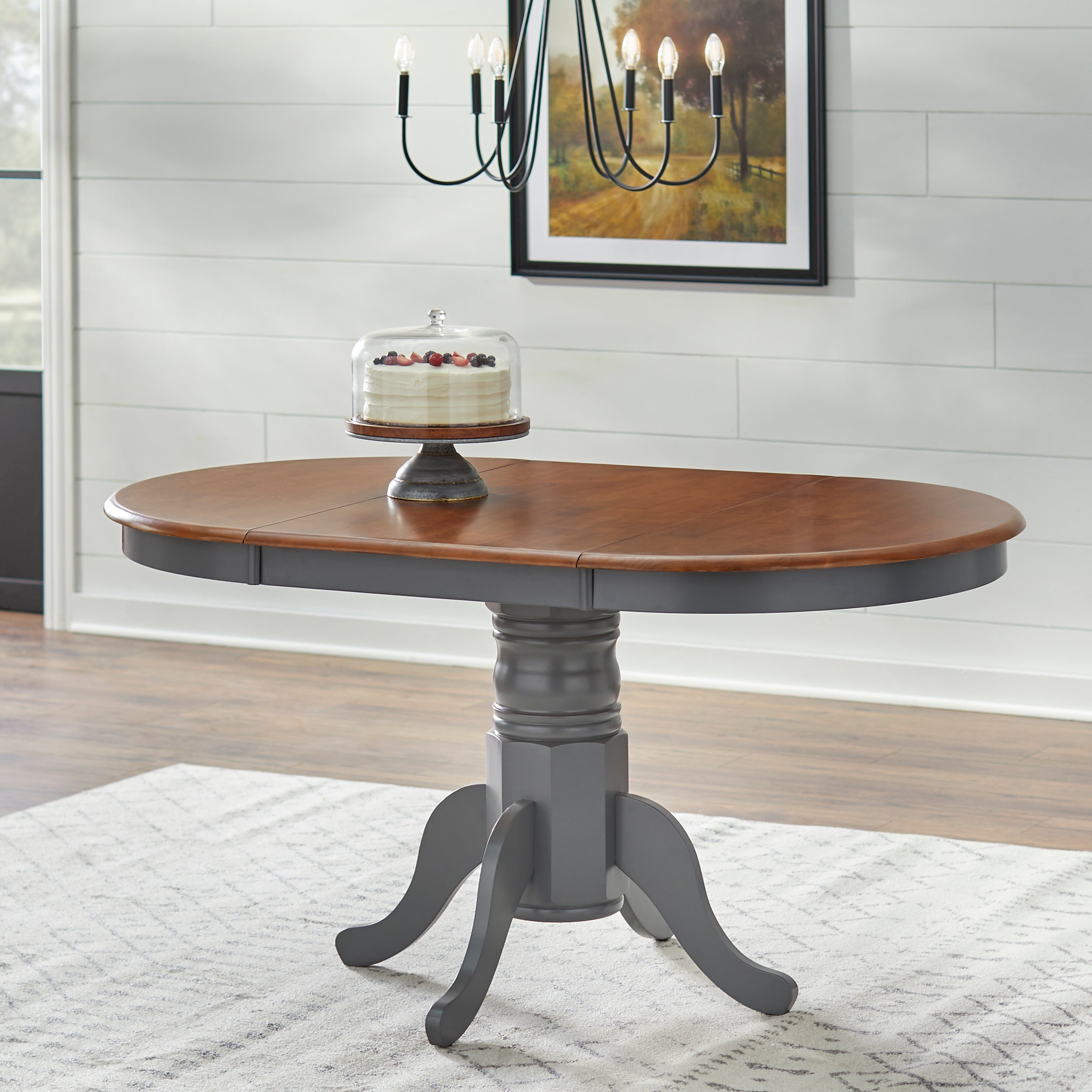 Simple Living Carolina Set da pranzo in legno massello da 5 pezzi in stile fattoria con foglia