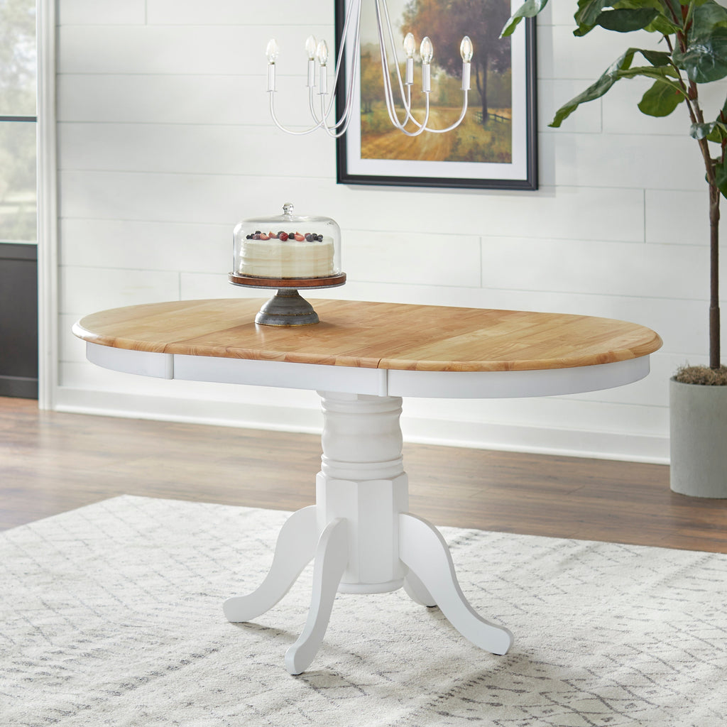 Simple Living Carolina Set da pranzo in legno massello da 5 pezzi in stile fattoria con foglia