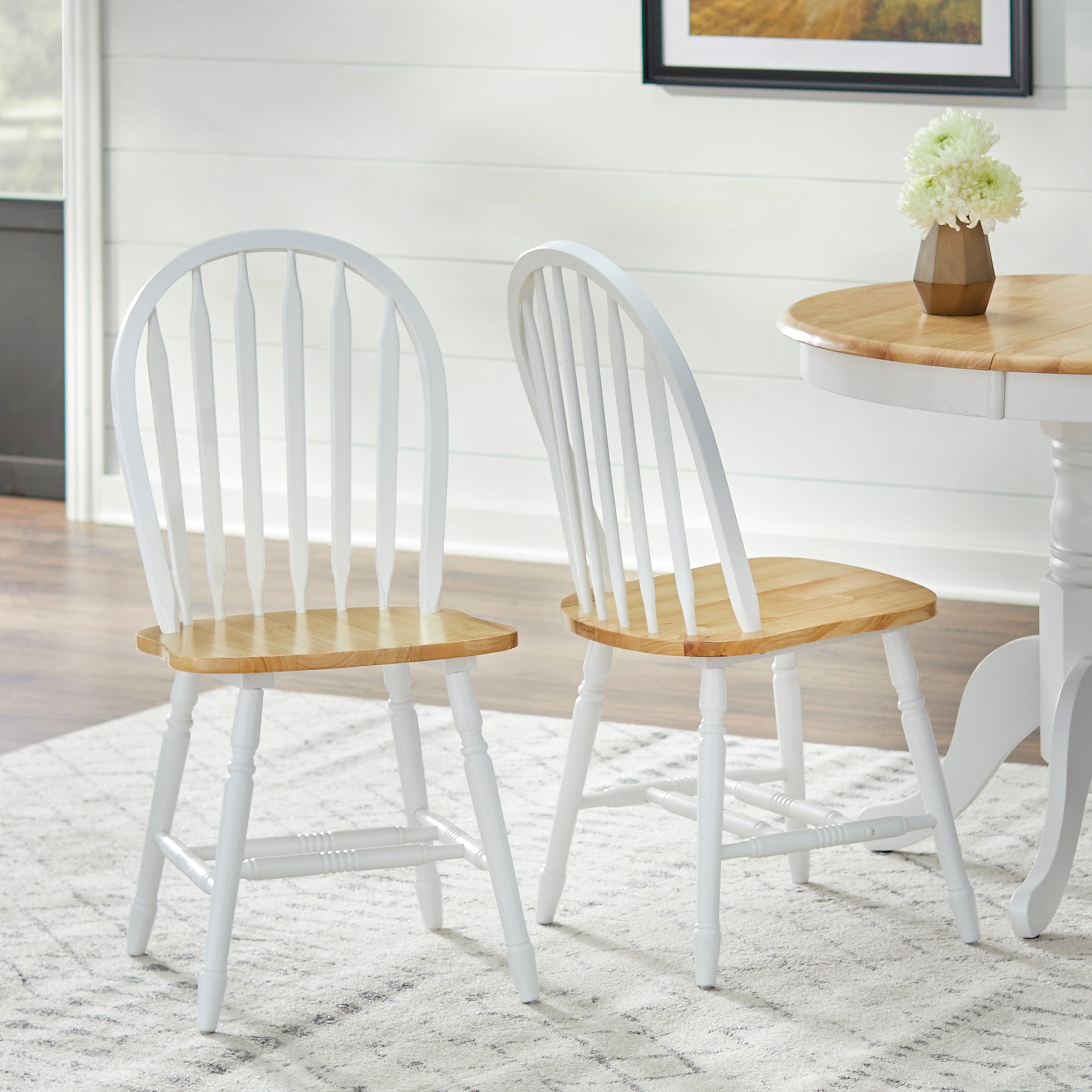 Simple Living Carolina Set da pranzo in legno massello da 5 pezzi in stile fattoria con foglia