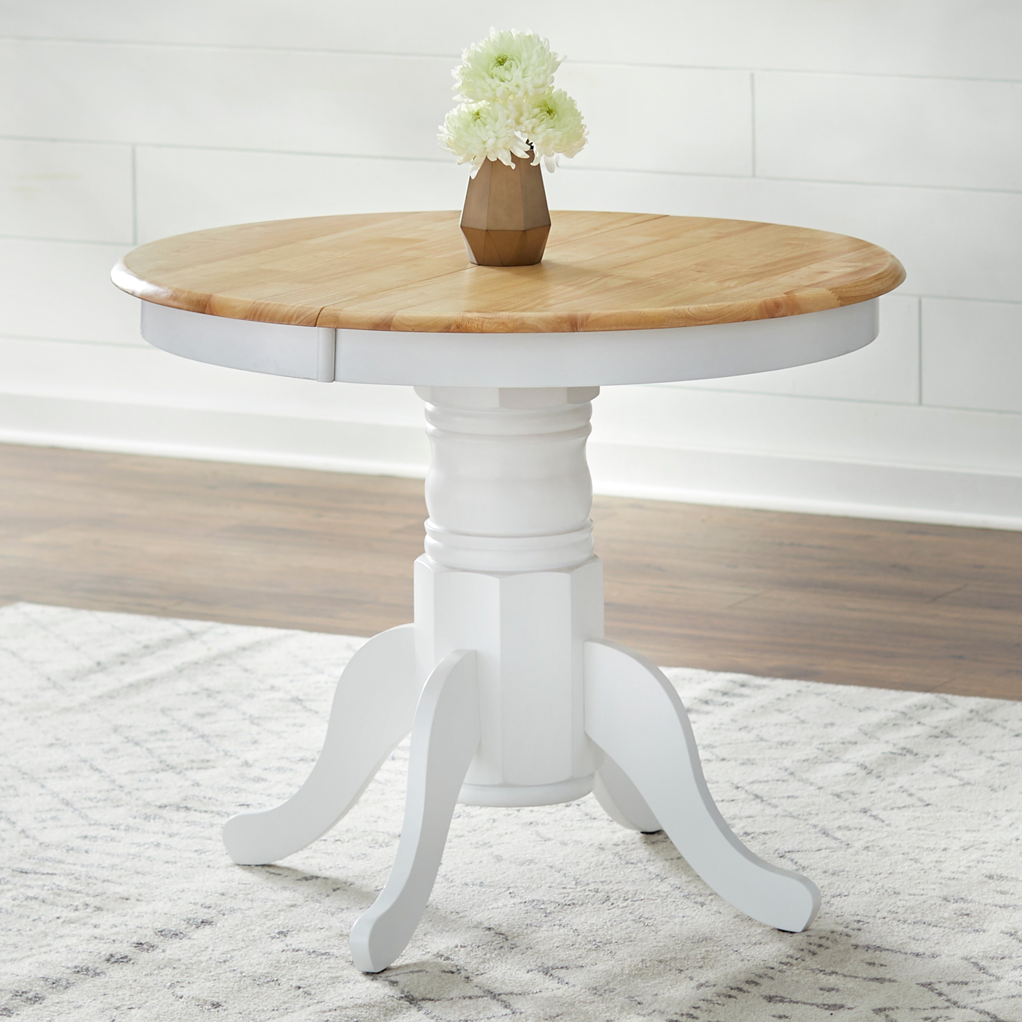 Simple Living Carolina Set da pranzo in legno massello da 5 pezzi in stile fattoria con foglia