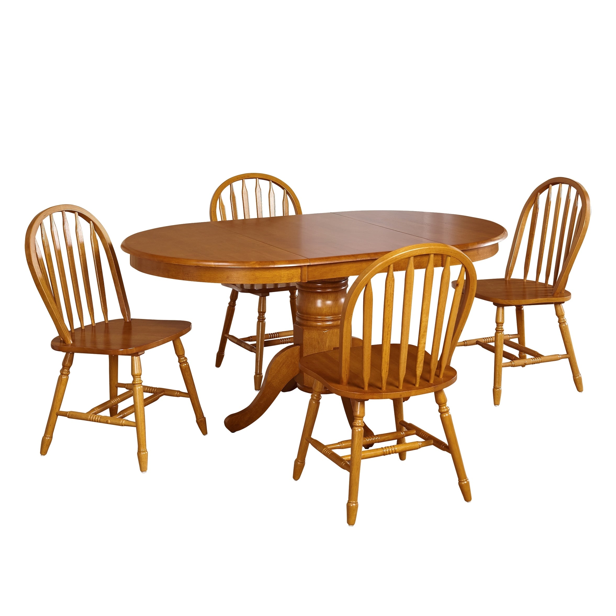 Simple Living Carolina Set da pranzo in legno massello da 5 pezzi in stile fattoria con foglia