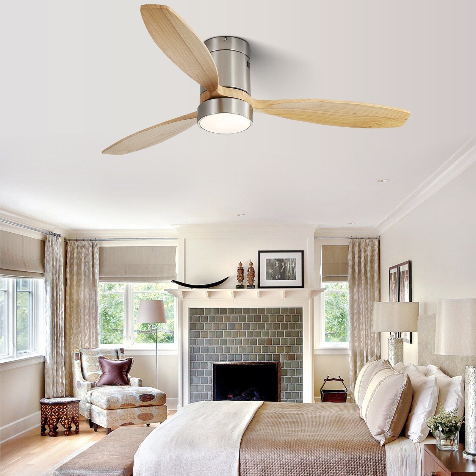 Ventilatore da soffitto a filo Sofucor da 52 pollici con telecomando, motore reversibile, luce integrata opzionale