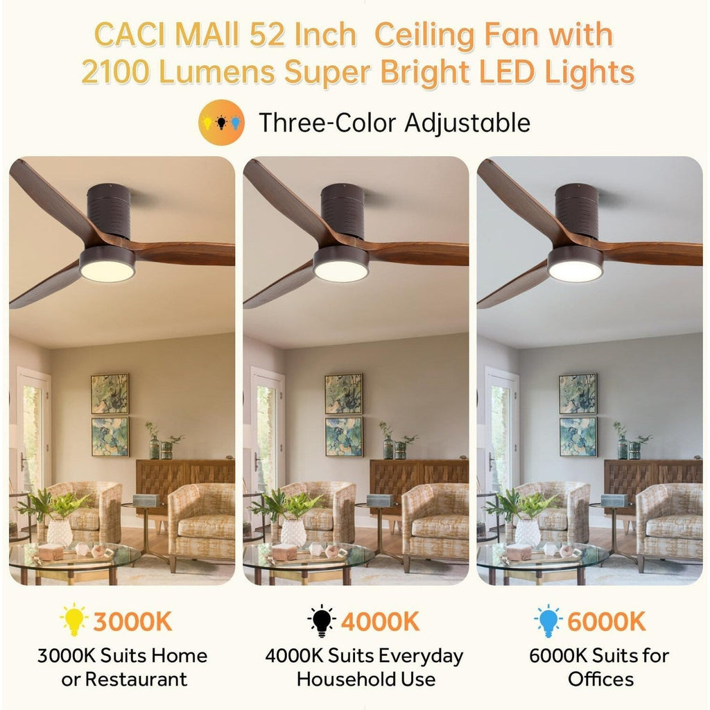 Ventilatore da soffitto a filo Sofucor da 52 pollici con telecomando, motore reversibile, luce integrata opzionale