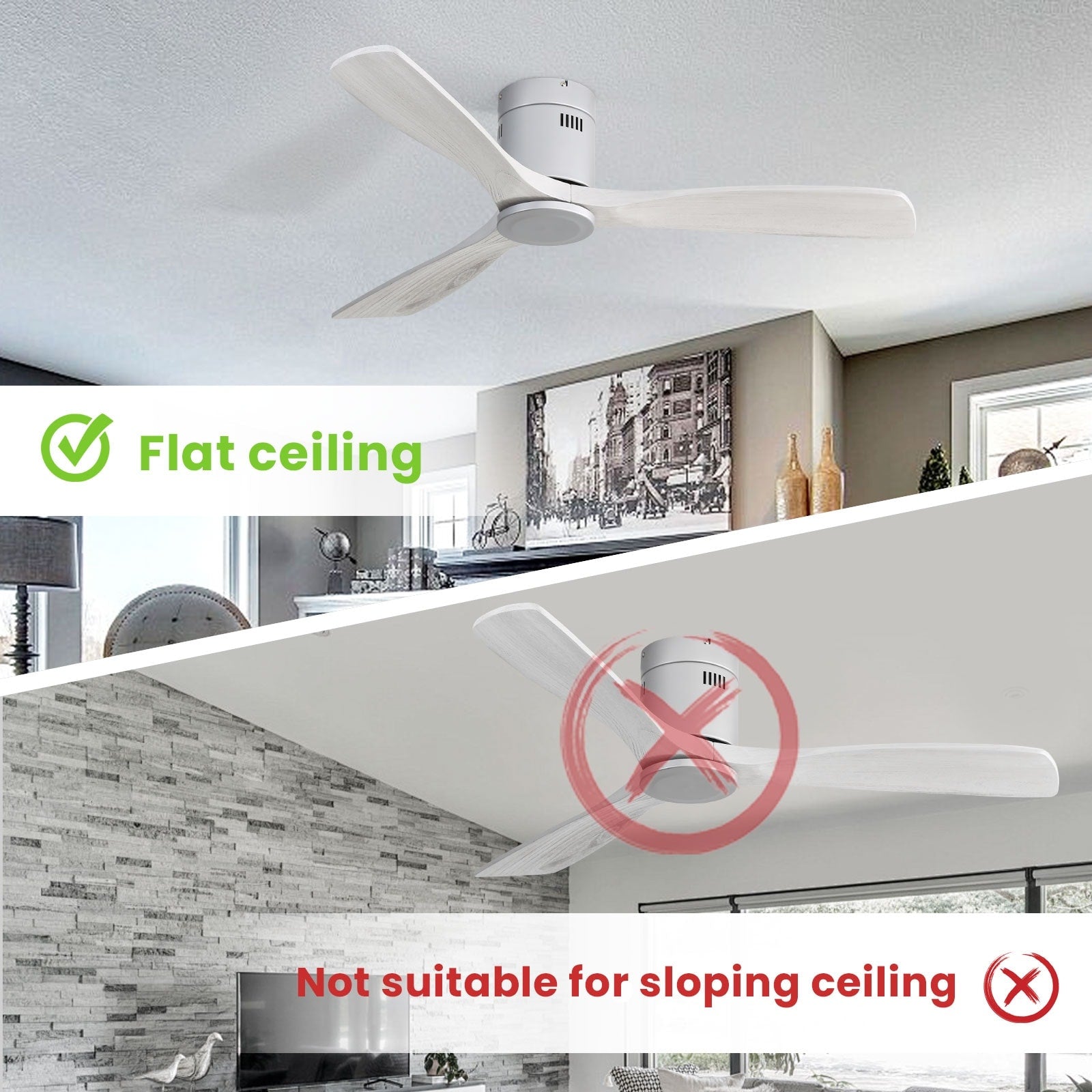 Ventilatore da soffitto a filo Sofucor da 52 pollici con telecomando, motore reversibile, luce integrata opzionale