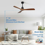 Ventilatore da soffitto in legno per interni Sofucor 52 con telecomando, luce integrata opzionale