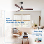 Ventilatore da soffitto in legno per interni Sofucor 52 con telecomando, luce integrata opzionale