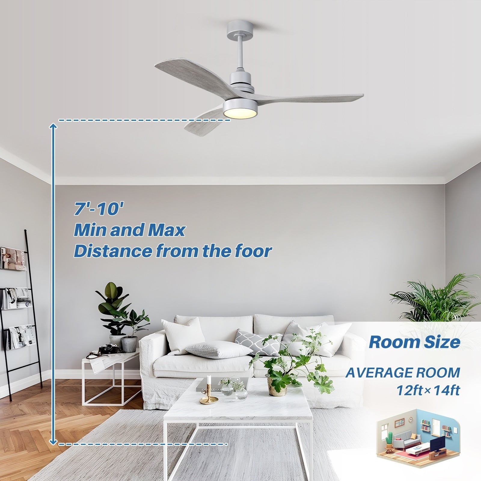Ventilatore da soffitto in legno per interni Sofucor 52 con telecomando, luce integrata opzionale
