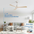 Ventilatore da soffitto in legno per interni Sofucor 52 con telecomando, luce integrata opzionale