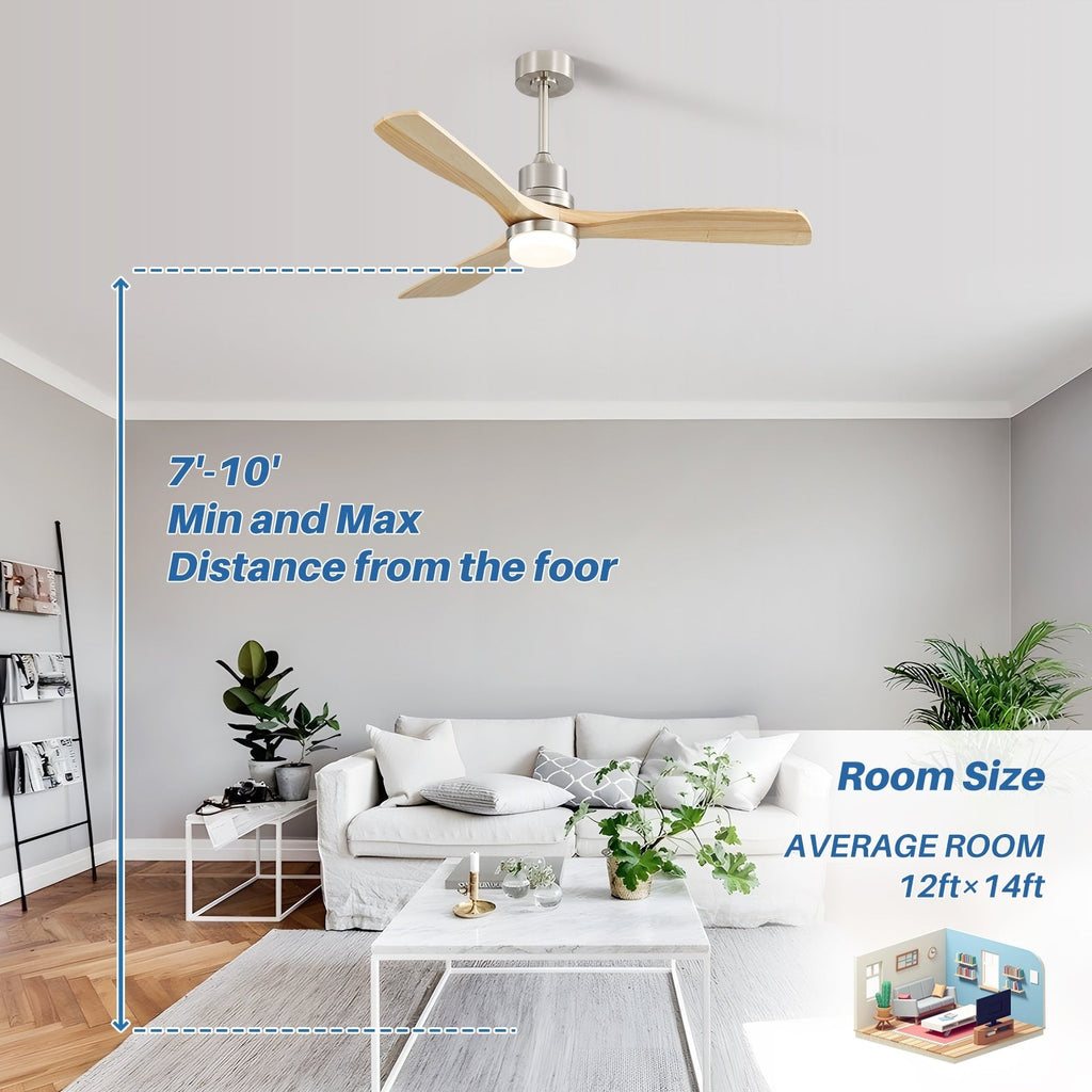 Ventilatore da soffitto in legno per interni Sofucor 52 con telecomando, luce integrata opzionale